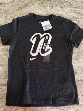 Nike Black Tee with White Graphic 'N' Logo